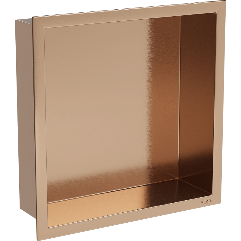 Mexen X-Wall-R półka wnękowa z kołnierzem 30 x 30 cm, miedź szczotkowana - 19C0303010