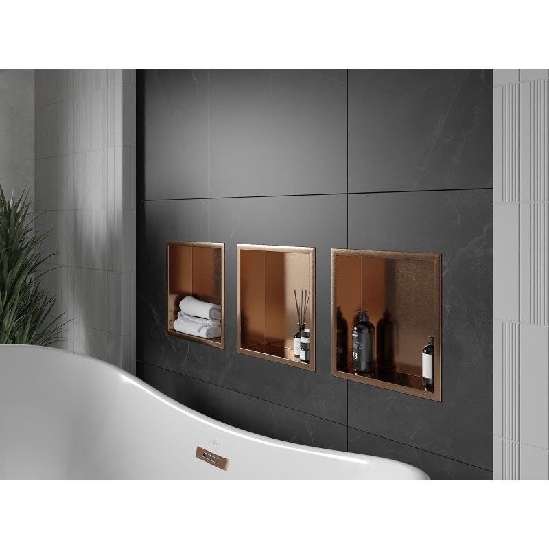 Mexen X-Wall-R étagère encastrée avec rebord 30 x 30 cm, cuivre brossé - 19C0303010