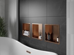 Mexen X-Wall-R étagère encastrée avec rebord 30 x 30 cm, cuivre brossé - 19C0303010