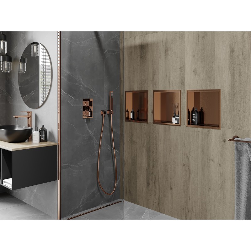 Mexen X-Wall-R nišas plaukts ar flanci 30 x 30 cm, pulēts varš - 19C0303010