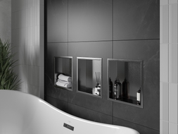 Mexen X-Wall-R Nischenregal mit Flansch 30 x 30 cm, gebürstetes Gun Gray - 19E0303010