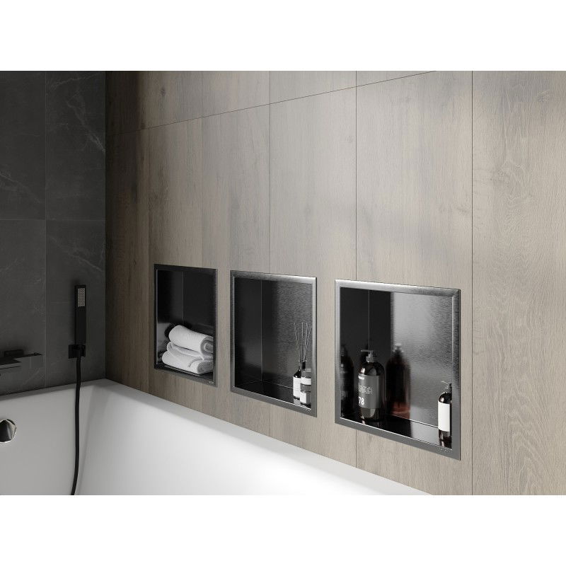 Mexen X-Wall-R ράφι εσοχής με στεφάνη 30 x 30 cm, γκρι βουρτσισμένο όπλο - 19E0303010