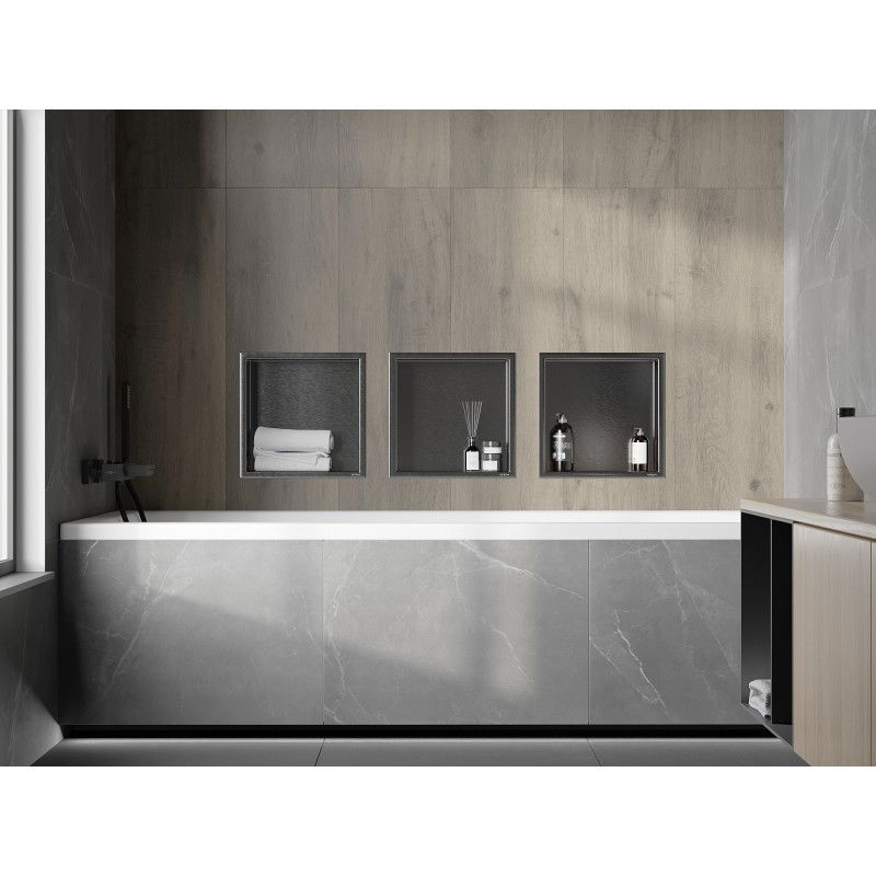 Mexen X-Wall-R recessed shelf with flange 30 x 30 cm, brushed gun grey - 19E0303010