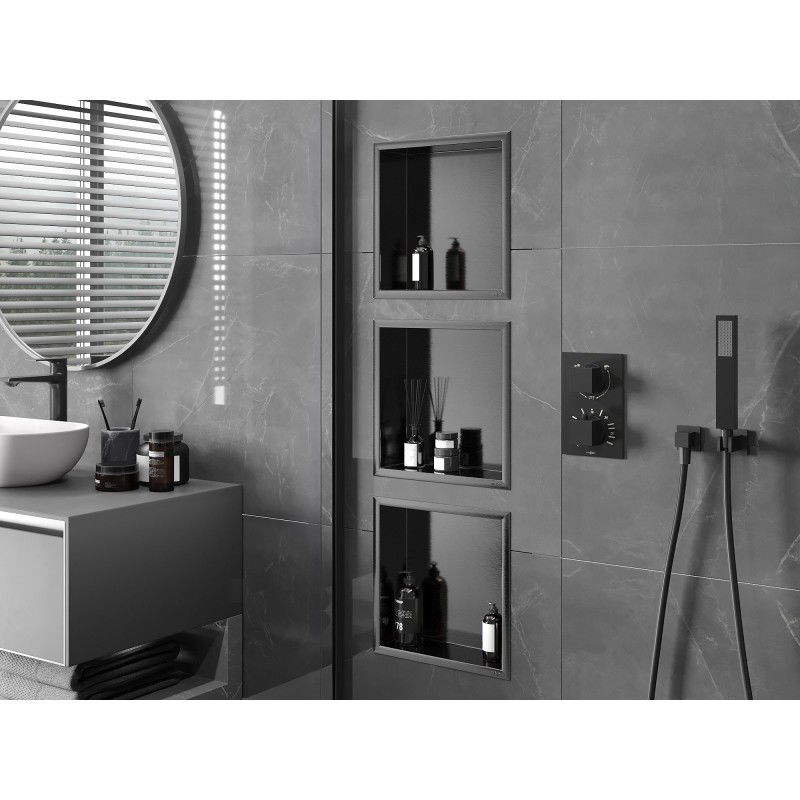 Mexen X-Wall-R étagère encastrée avec rebord 30 x 30 cm, gris canon brossé - 19E0303010