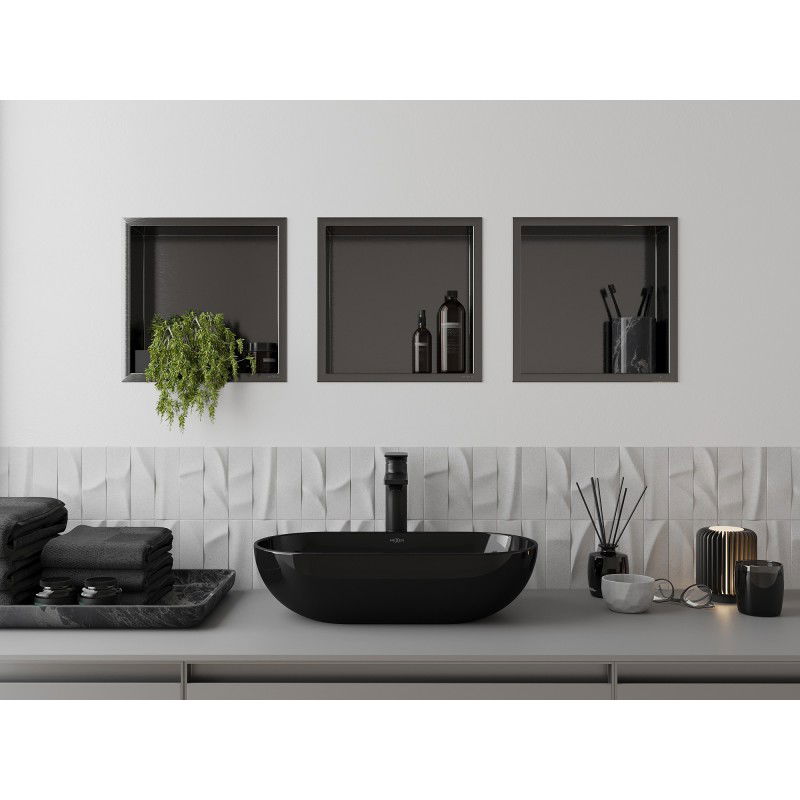 Mexen X-Wall-R recessed shelf with flange 30 x 30 cm, brushed gun grey - 19E0303010