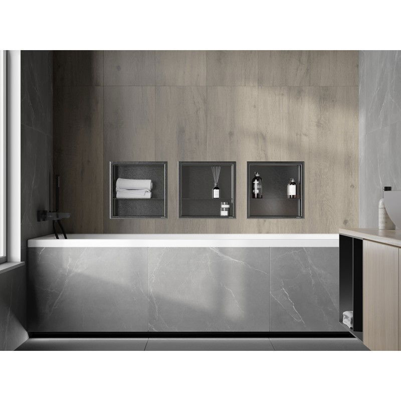 Mexen X-Wall-R étagère encastrée avec rebord et étagère 30 x 30 cm, gris arme brossé - 19E0303010S