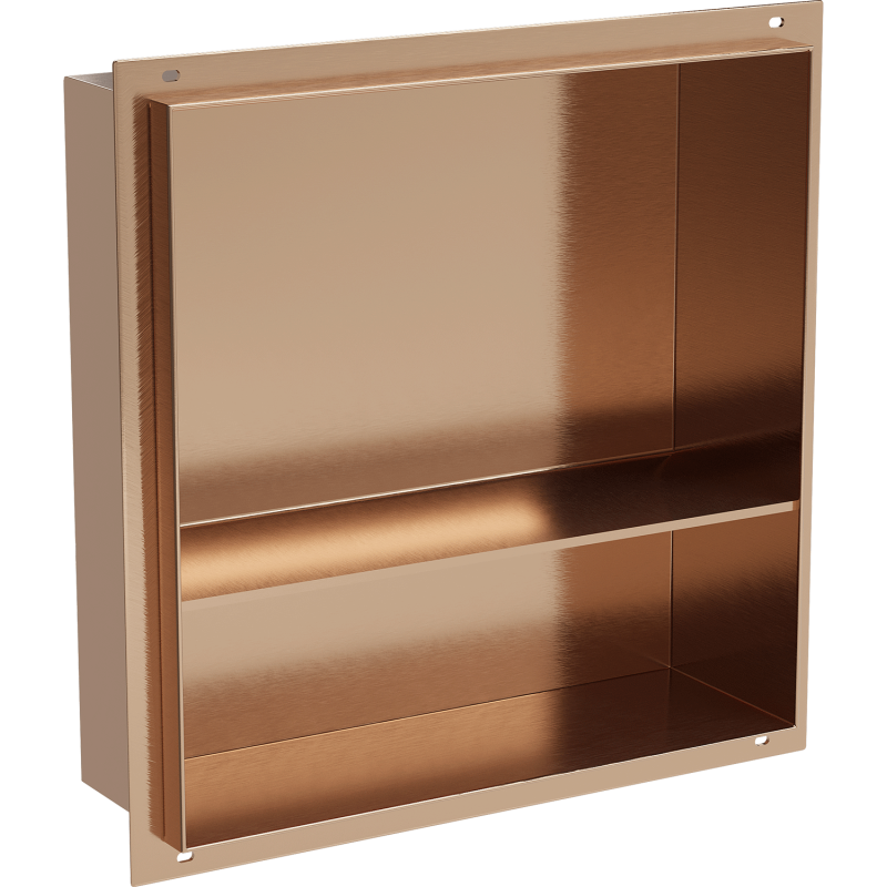 Mexen X-Wall-NR recessed shelf without flange with shelf 30 x 30 cm, brushed copper - 19C1303010S