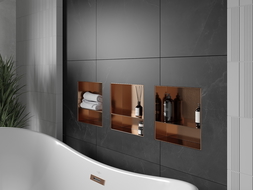 Mexen X-Wall-NR étagère encastrable sans bride avec tablette 30 x 30 cm, cuivre brossé - 19C1303010S