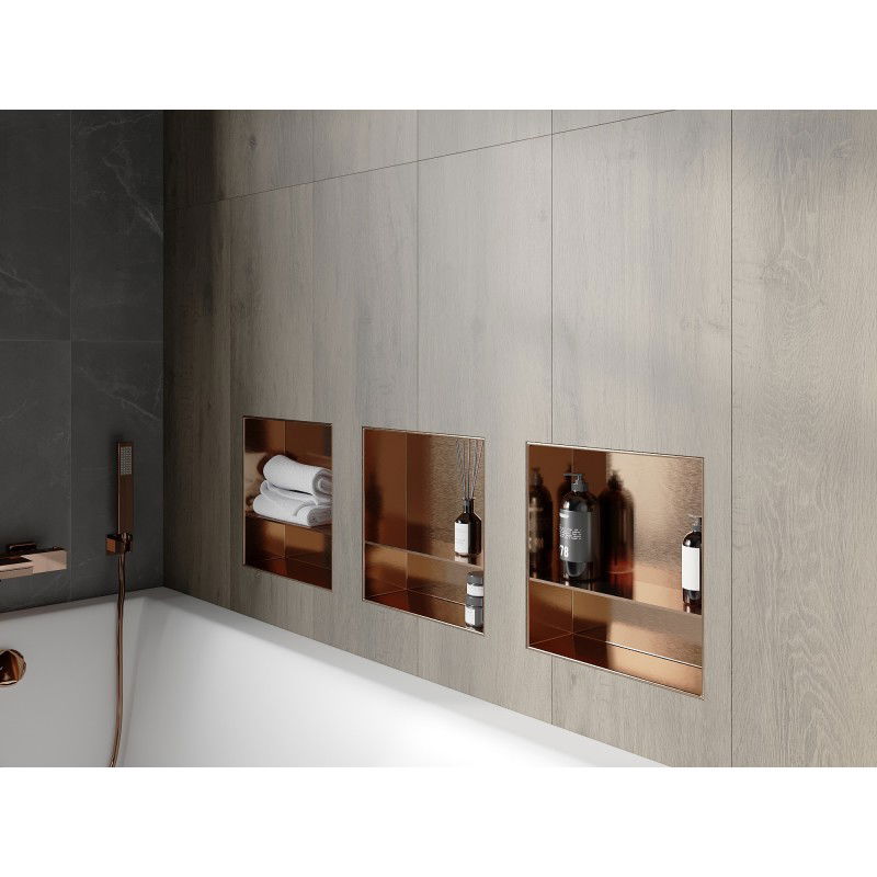Mexen X-Wall-NR recessed shelf without flange with shelf 30 x 30 cm, brushed copper - 19C1303010S