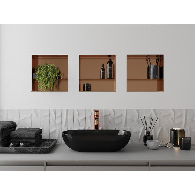 Mexen X-Wall-NR recessed shelf without flange with shelf 30 x 30 cm, brushed copper - 19C1303010S