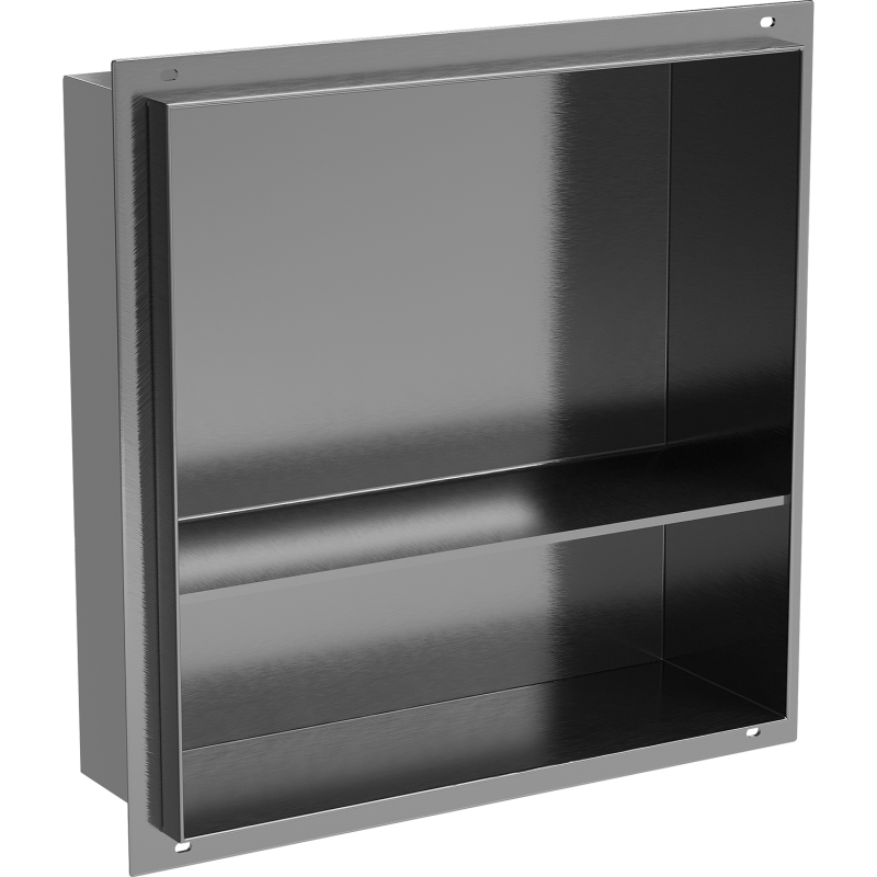 Mexen X-Wall-NR Nischenregal ohne Flansch mit Regalboden 30 x 30 cm, gebürstetes Gun Grey - 19E1303010S