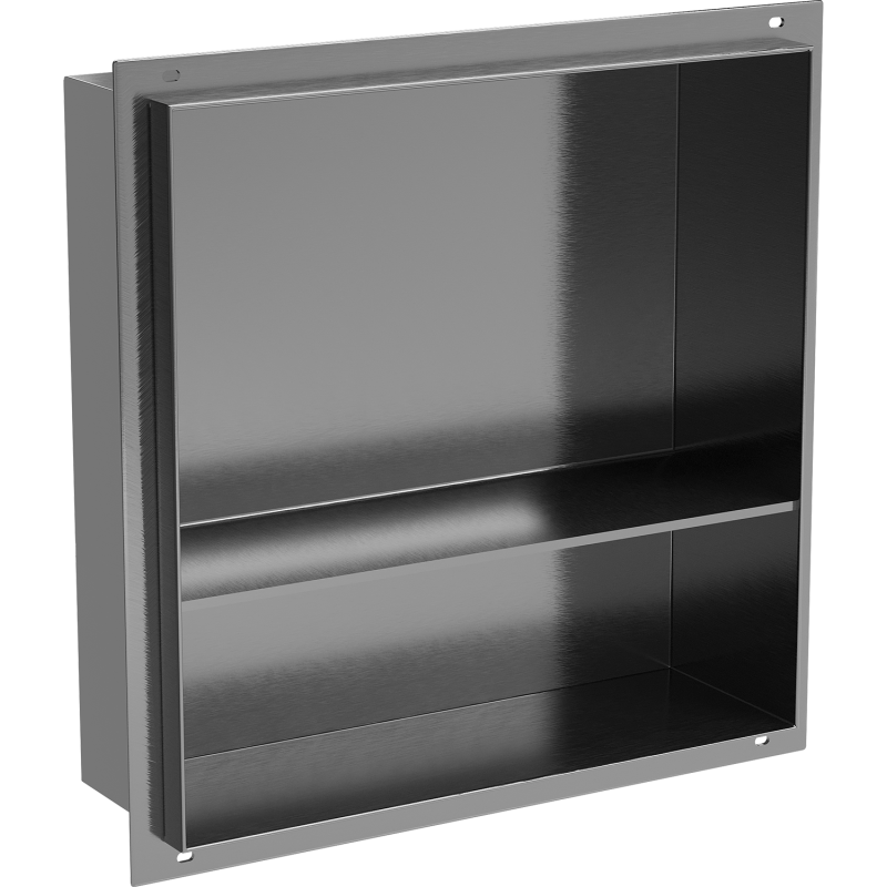Mexen X-Wall-NR półka wnękowa bez kołnierza z półką 30 x 30 cm, gun gray szczotkowany - 19E1303010S