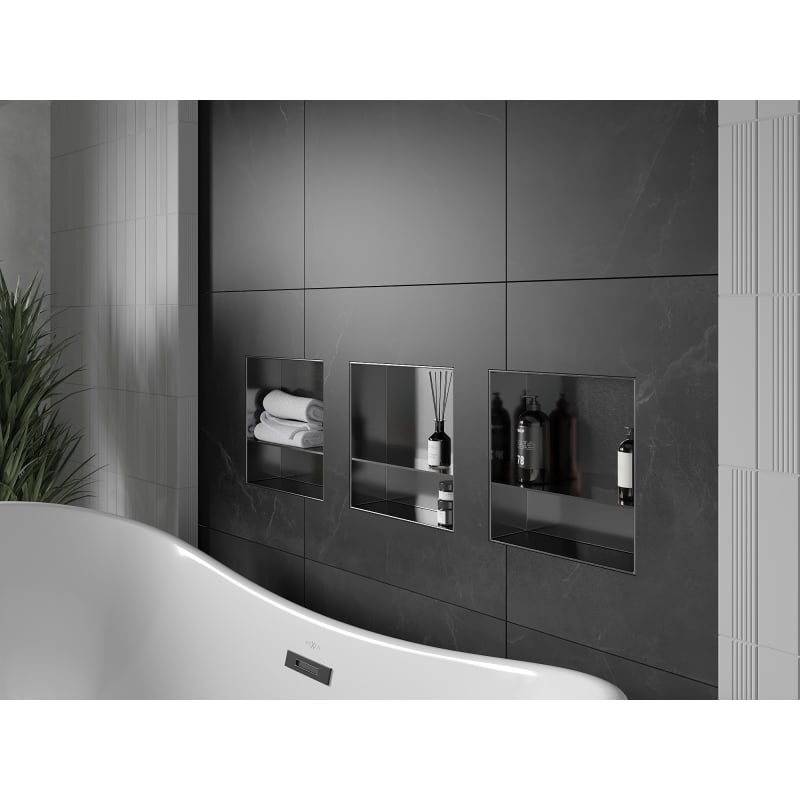 Mexen X-Wall-NR estante empotrado sin reborde con estante de 30 x 30 cm, gris pistola cepillado - 19E1303010S