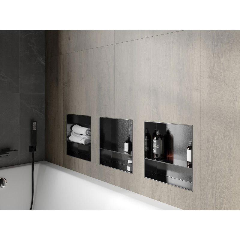 Mexen X-Wall-NR Nischgradient ouni Rank mat Regal 30 x 30 cm, gun gray gebierstet - 19E1303010S