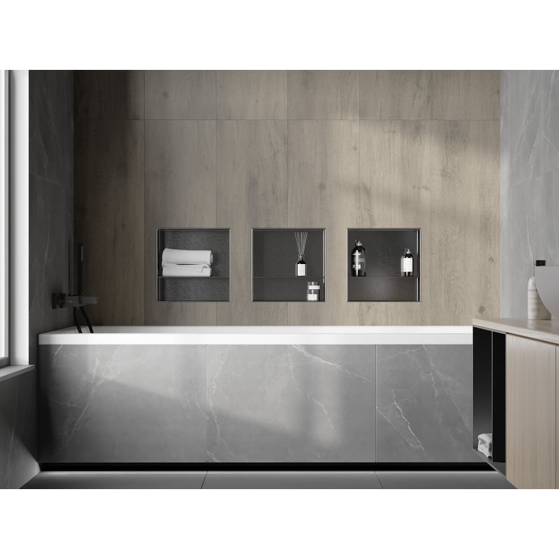 Mexen X-Wall-NR mensola da incasso senza flangia con mensola 30 x 30 cm, grigio canna di fucile spazzolato - 19E1303010S