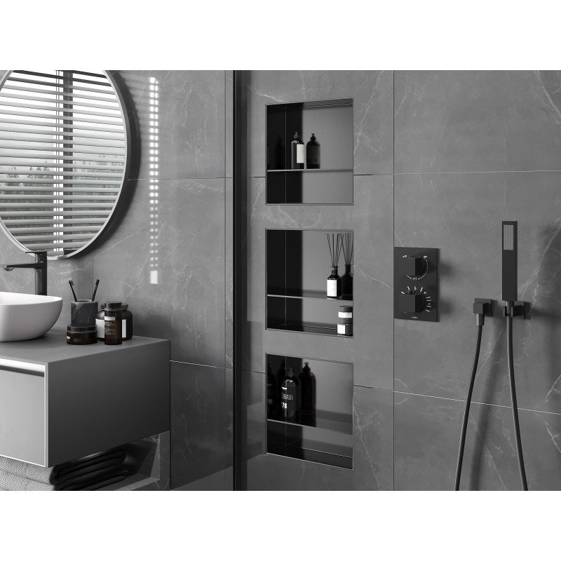 Mexen X-Wall-NR étagère encastrée sans collerette avec tablette 30 x 30 cm, gris arme brossé - 19E1303010S