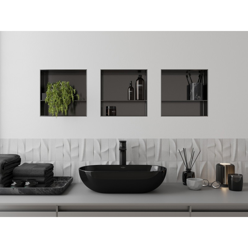Mexen X-Wall-NR mensola da incasso senza flangia con mensola 30 x 30 cm, grigio canna di fucile spazzolato - 19E1303010S