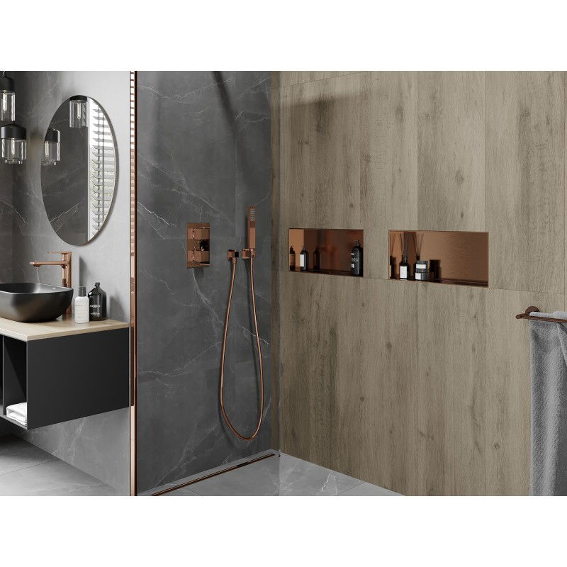 Mexen X-Wall-NR εσοχή ράφι χωρίς φλάντζα 45 x 20 cm, βουρτσισμένος χαλκός - 19C1452010