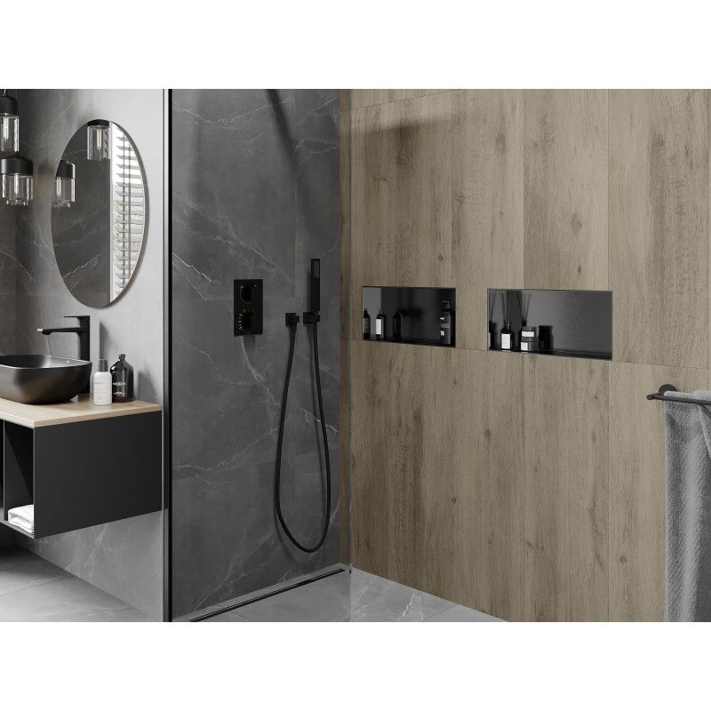 Mexen X-Wall-NR étagère encastrée sans bride 45 x 20 cm, gris canon brossé - 19E1452010