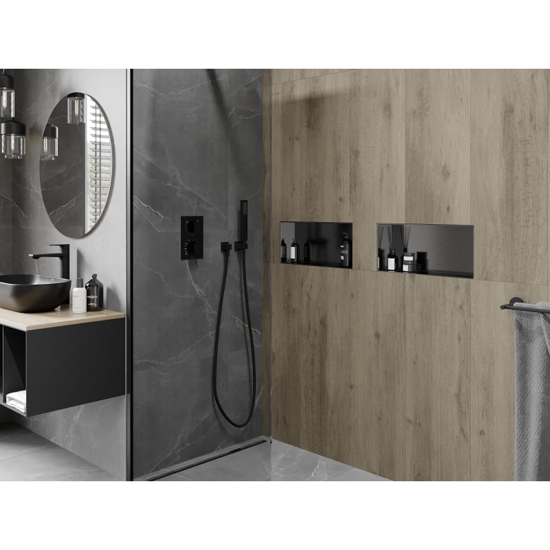 Mexen X-Wall-NR nischhylla utan fläns 45 x 20 cm, borstad gun gray - 19E1452010