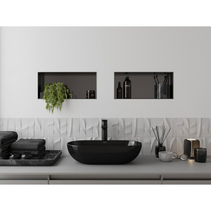 Mexen X-Wall-NR recessed shelf without flange 45 x 20 cm, gun grey brushed - 19E1452010