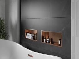 Mexen X-Wall-R recessed shelf with flange 45 x 20 cm, brushed copper - 19C0452010