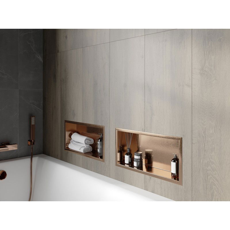 Mexen X-Wall-R étagère encastrée avec rebord 45 x 20 cm, cuivre brossé - 19C0452010