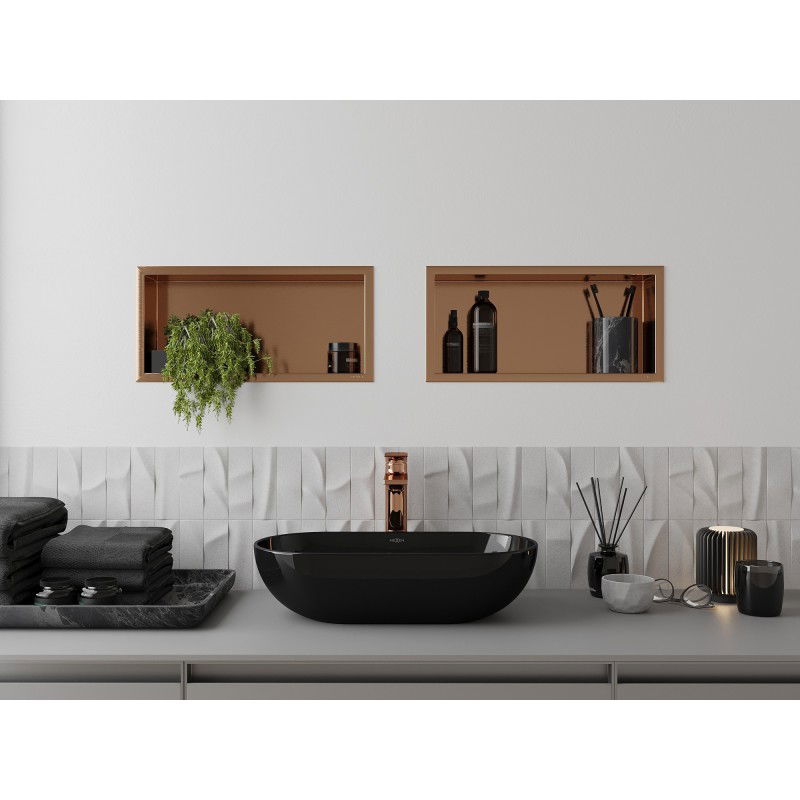 Mexen X-Wall-R recessed shelf with flange 45 x 20 cm, brushed copper - 19C0452010