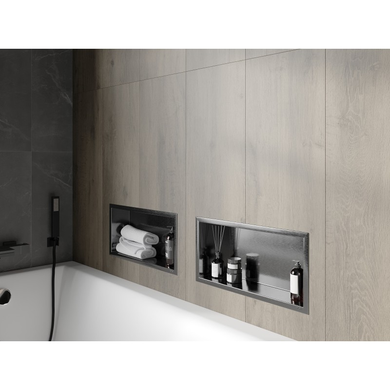 Mexen X-Wall-R étagère encastrée avec rebord 45 x 20 cm, gris canon brossé - 19E0452010