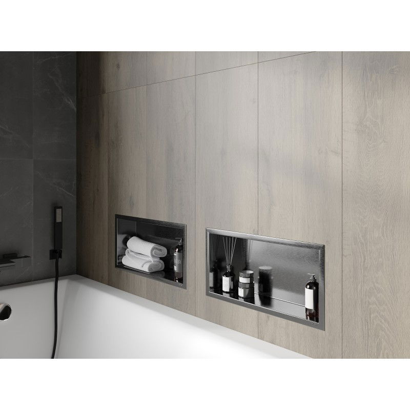 Mexen X-Wall-R Nischenregal mit Flansch 45 x 20 cm, gebürstetes Gun Grey - 19E0452010