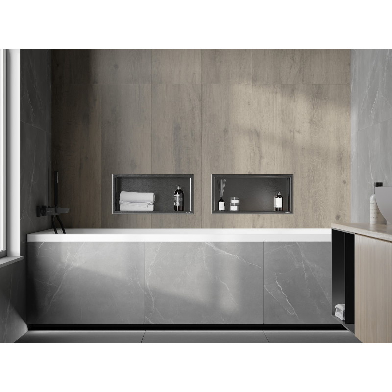 Mexen X-Wall-R mensola a incasso con flangia 45 x 20 cm, grigio canna di fucile spazzolato - 19E0452010