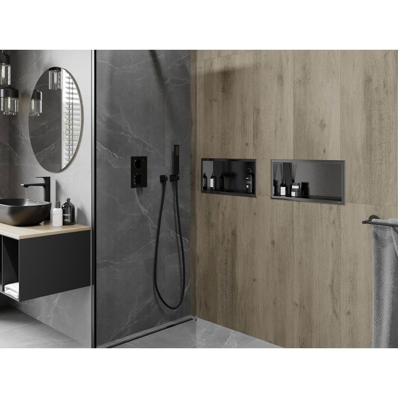 Mexen X-Wall-R recessed shelf with flange 45 x 20 cm, brushed gun grey - 19E0452010