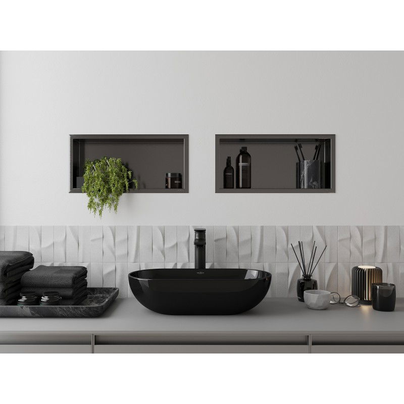 Mexen X-Wall-R nëschen Regal mat Flens 45 x 20 cm, gebast gun grey - 19E0452010