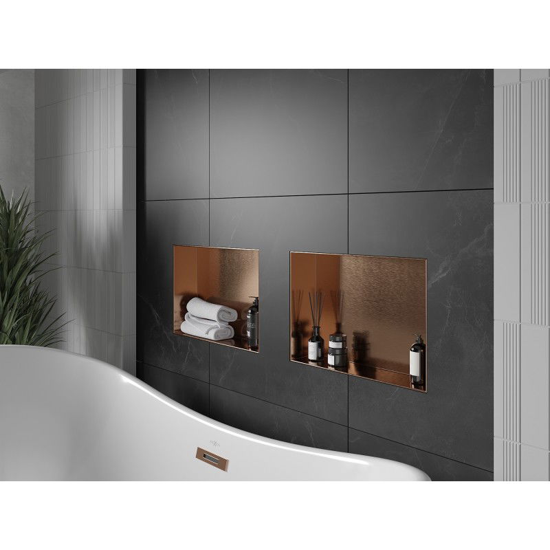 Mexen X-Wall-NR Εσοχή ράφι χωρίς πλαίσιο 45 x 30 cm, βουρτσισμένος χαλκός - 19C1453010