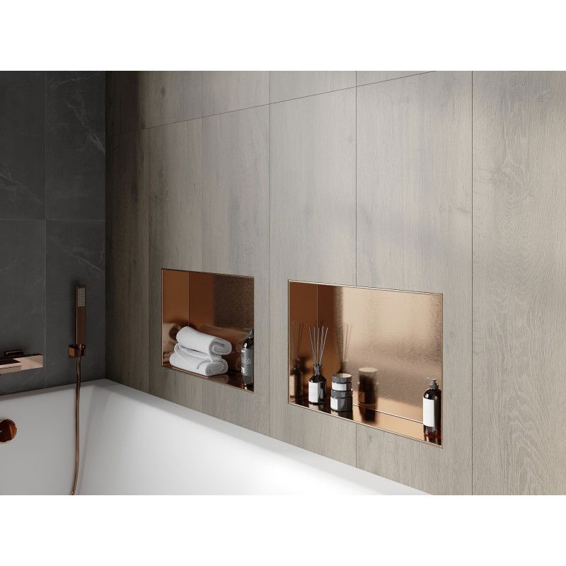 Mexen X-Wall-NR Εσοχή ράφι χωρίς πλαίσιο 45 x 30 cm, βουρτσισμένος χαλκός - 19C1453010