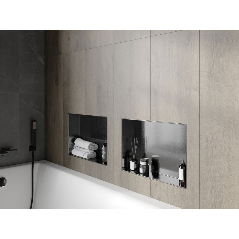 Mexen X-Wall-NR recessed shelf without flange 45 x 30 cm, brushed gun grey - 19E1453010