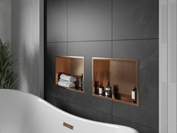 Mexen X-Wall-R étagère encastrée avec rebord 45 x 30 cm, cuivre brossé - 19C0453010