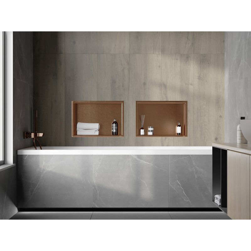 Mexen X-Wall-R recessed shelf with flange 45 x 30 cm, brushed copper - 19C0453010