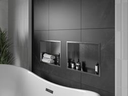 Mexen X-Wall-R recessed shelf with flange 45 x 30 cm, brushed gun gray - 19E0453010