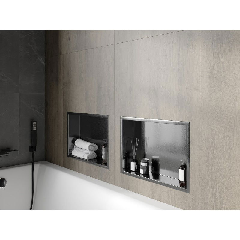 Mexen X-Wall-R étagère encastrée avec collier 45 x 30 cm, gris canon brossé - 19E0453010