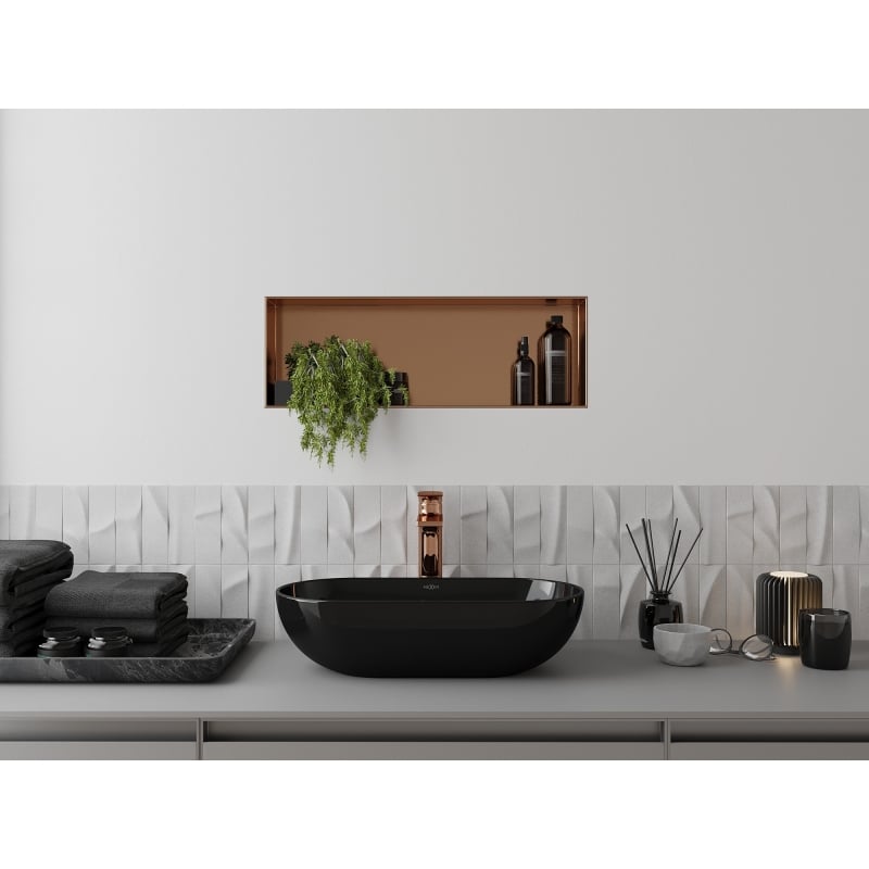Mexen X-Wall-NR nischhylla utan fläns 60 x 20 cm, borstad koppar - 19C1602010