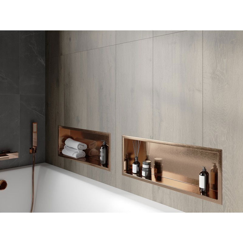 Mexen X-Wall-R étagère encastrée avec rebord 60 x 20 cm, cuivre brossé - 19C0602010