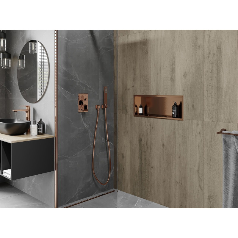 Mexen X-Wall-R nischhylla med krage 60 x 20 cm, borstad koppar - 19C0602010