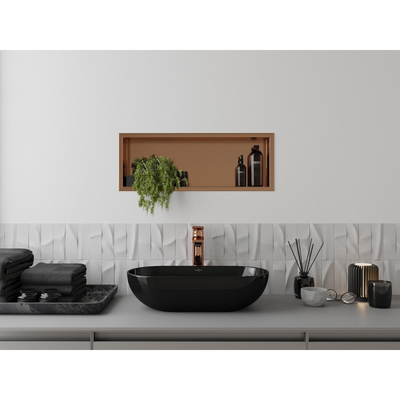 Mexen X-Wall-R nischhylla med krage 60 x 20 cm, borstad koppar - 19C0602010