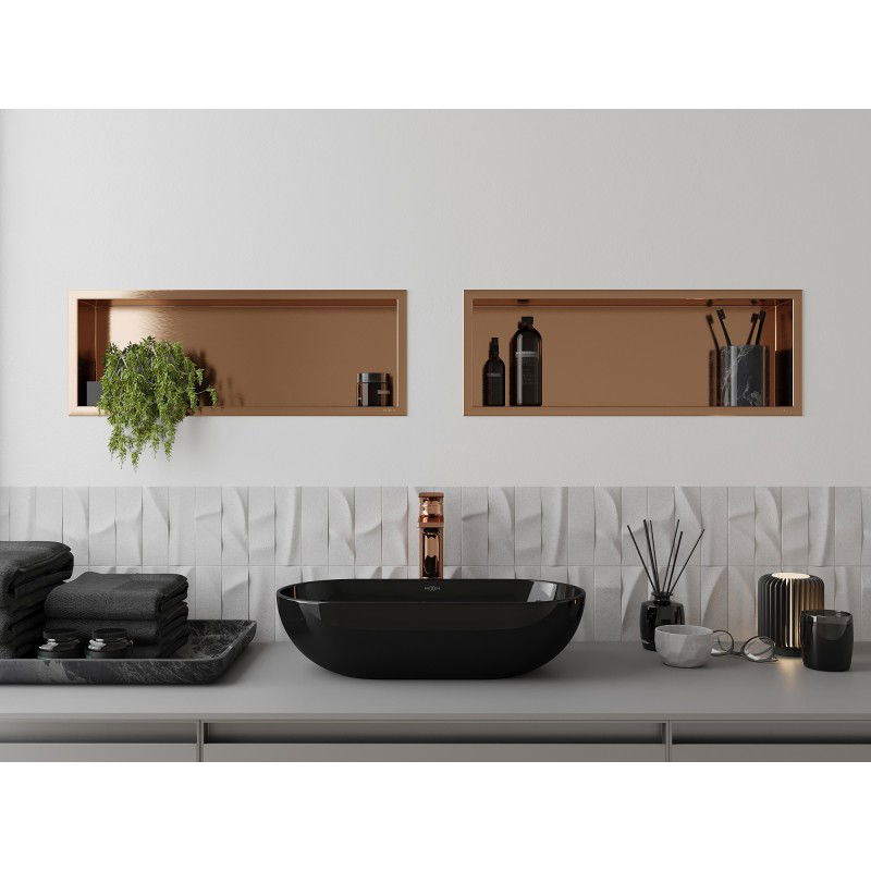 Mexen X-Wall-R niche shelf with flange 60 x 20 cm, brushed copper - 19C0602010