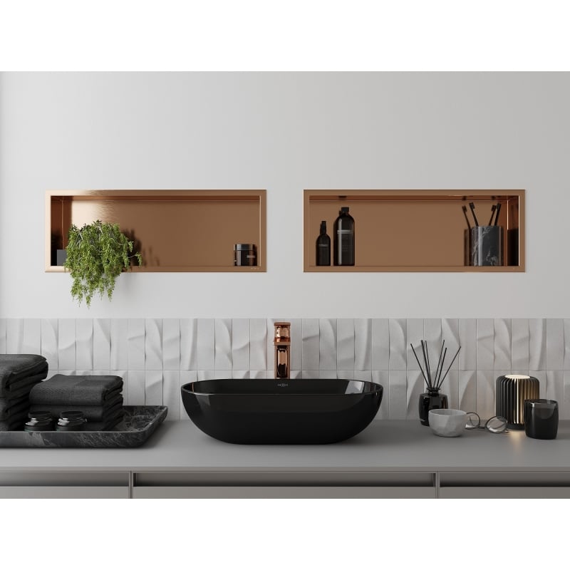 Mexen X-Wall-R prateleira embutida com flange 60 x 20 cm, cobre escovado - 19C0602010