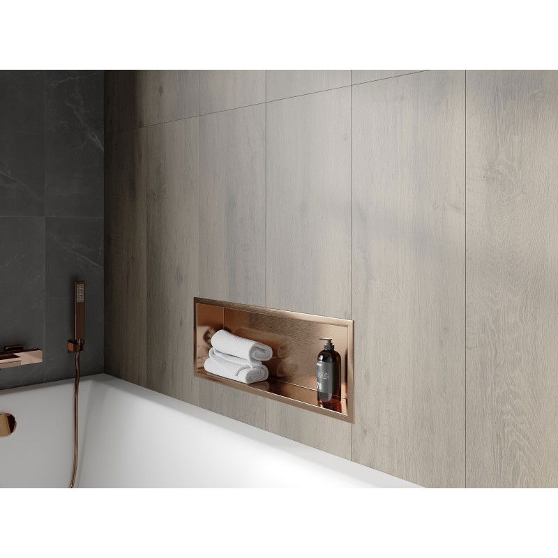 Mexen X-Wall-R Einbauwandregal mit Rahmen 60 x 20 cm, gebürstetes Kupfer - 19C0602010