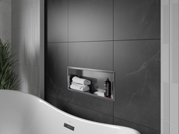 Mexen X-Wall-R Nischenregal mit Flansch 60 x 20 cm, gebürstetes Pistolen-Grau - 19E0602010