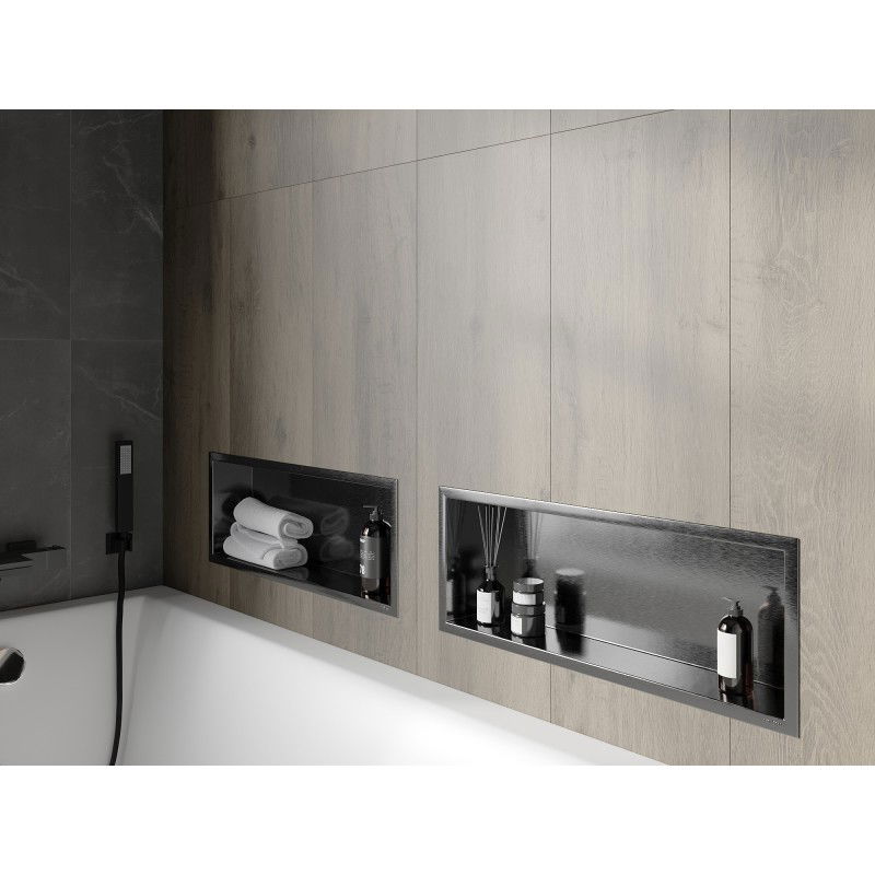 Mexen X-Wall-R étagère encastrée avec collerette 60 x 20 cm, gun grey brossé - 19E0602010