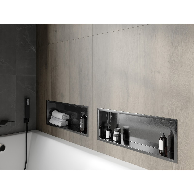 Mexen X-Wall-R Nischenregal mit Flansch 60 x 20 cm, gebürstetes Gun Gray - 19E0602010